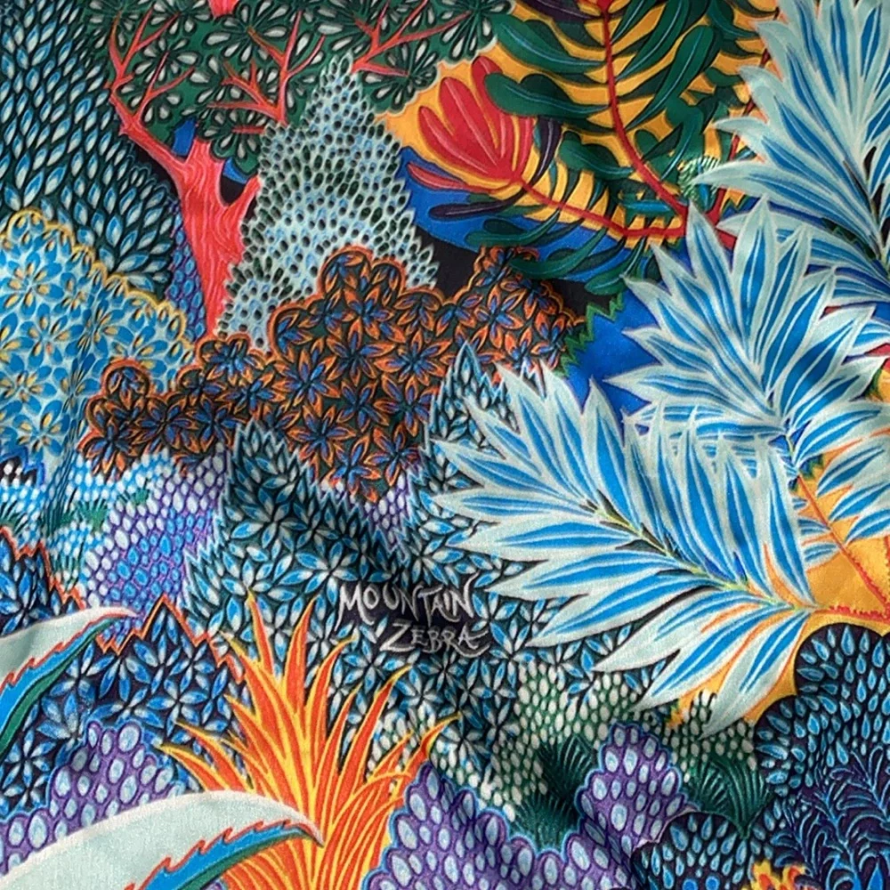 LULLA Collection Vibrant Poly Silk Zebra Floral Print Scarf colorful‎